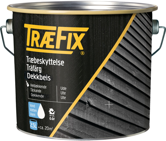 Træfix dekkbeis vannbasert svart 2,5 liter